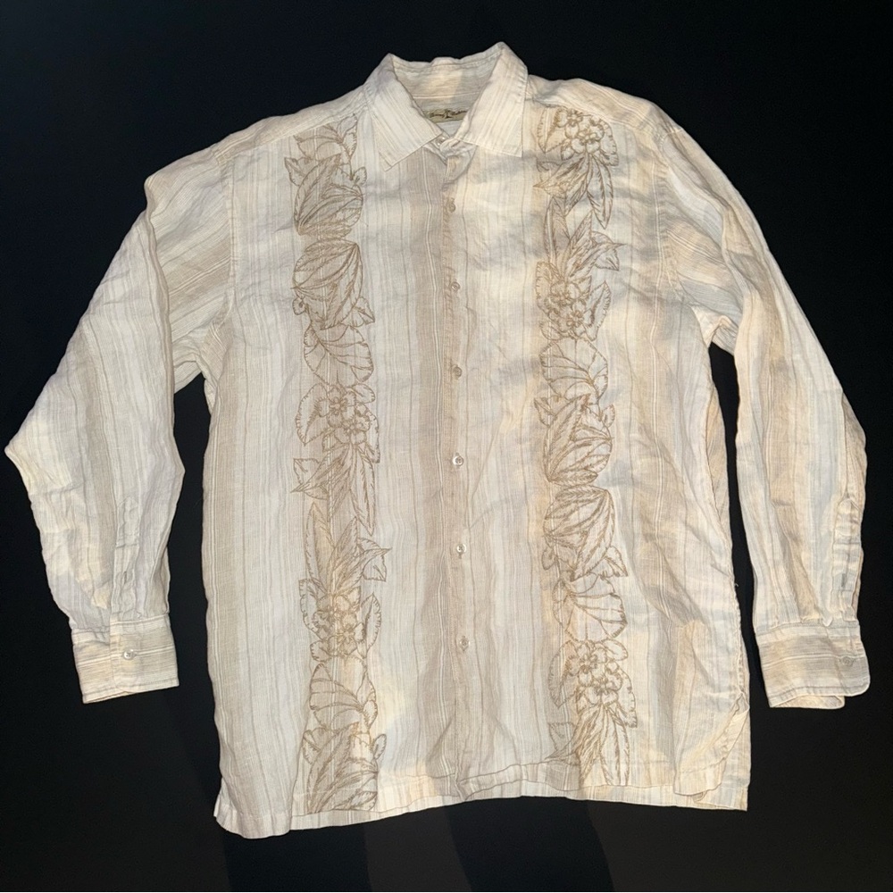 Tommy Bahama Mens XL Beige Floral Design